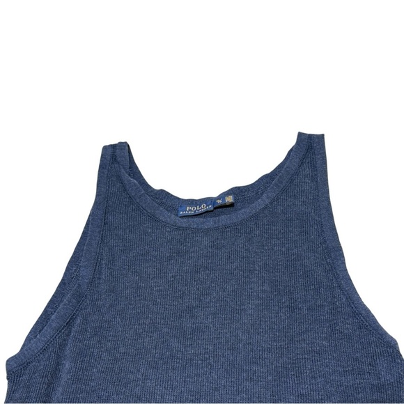 Polo Ralph Lauren Waffle Knit Maxi Dress Blue Sleeveless Tank A-Line Size XL - Picture 4 of 10